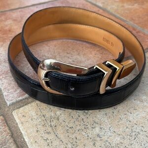 Onyx by Brighton Men's Black Italian Calfskin Leather Belt, USA Made, Size 42